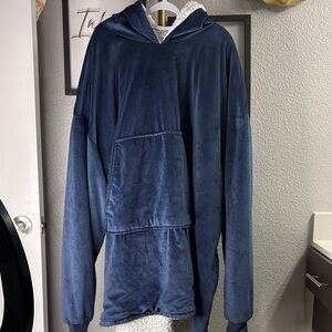 Navy Blue Hooded Sweater Robe